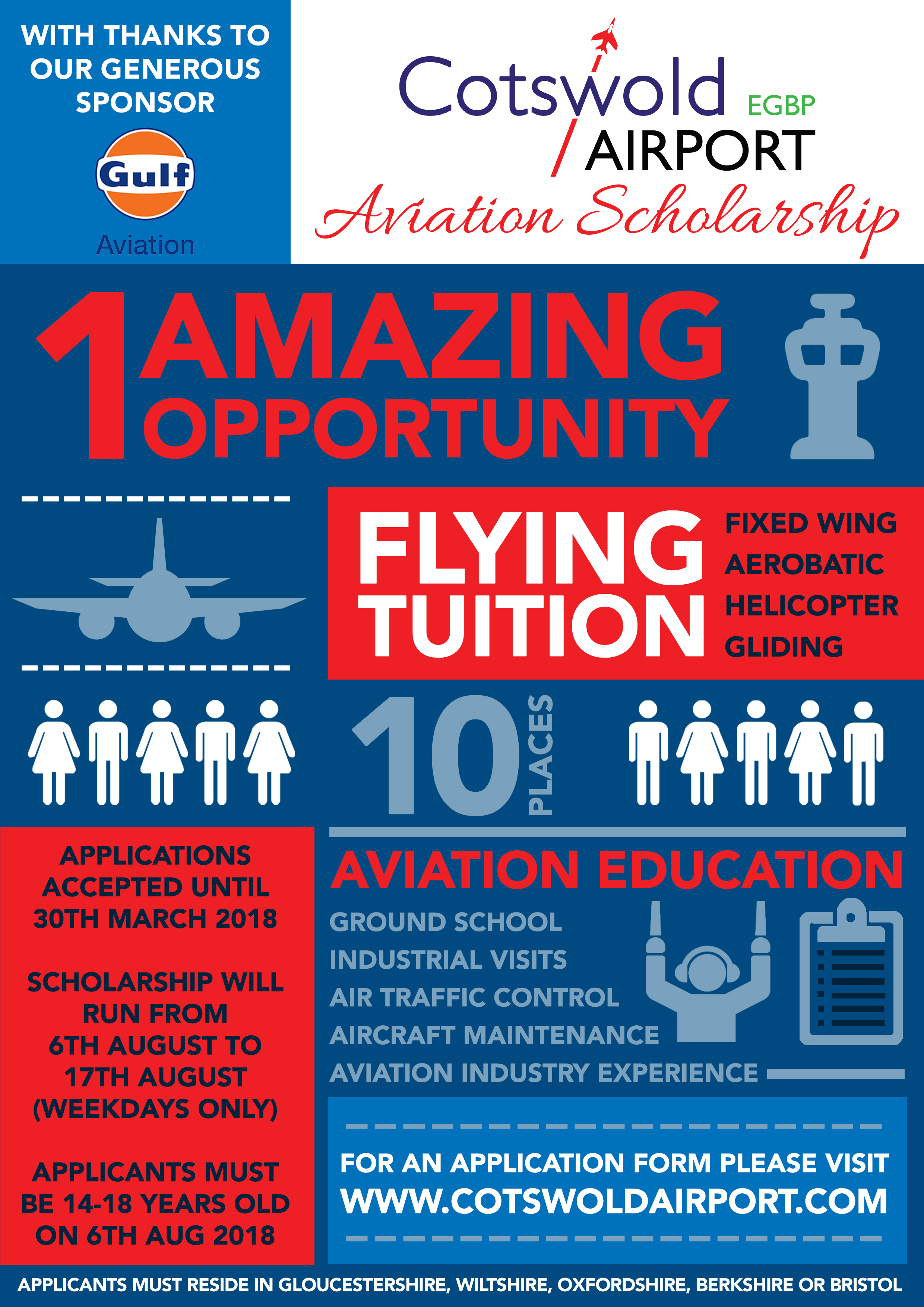 Cotswold Airport aviation scholarships 2018