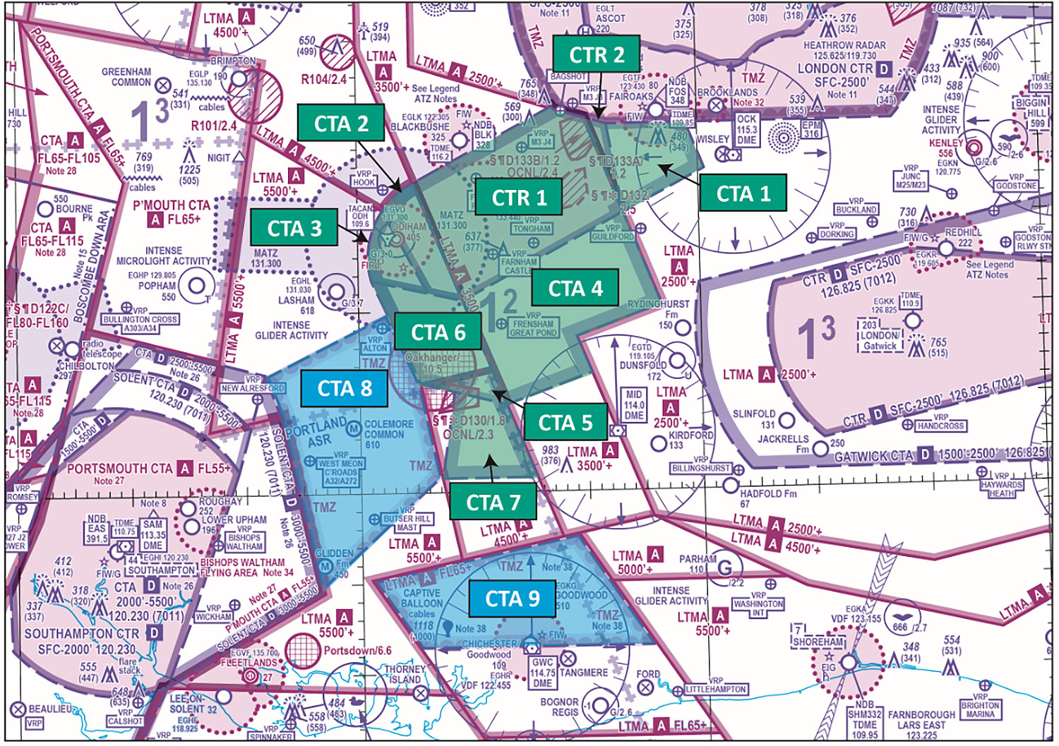 Farnborough controlled airspace