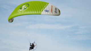 Sacha Dench electric paramotor flight around UK